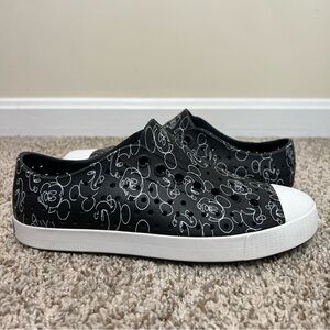 Native Disney Jefferson Mickey Mouse Slip On Sneakers Black Men's 6 Women's 8